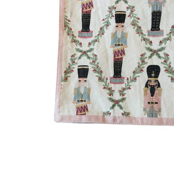 Lillian August Christmas Placemats 4pc NUTCRACKER DRUMMER BOY Pink Border New - Picture 10 of 11